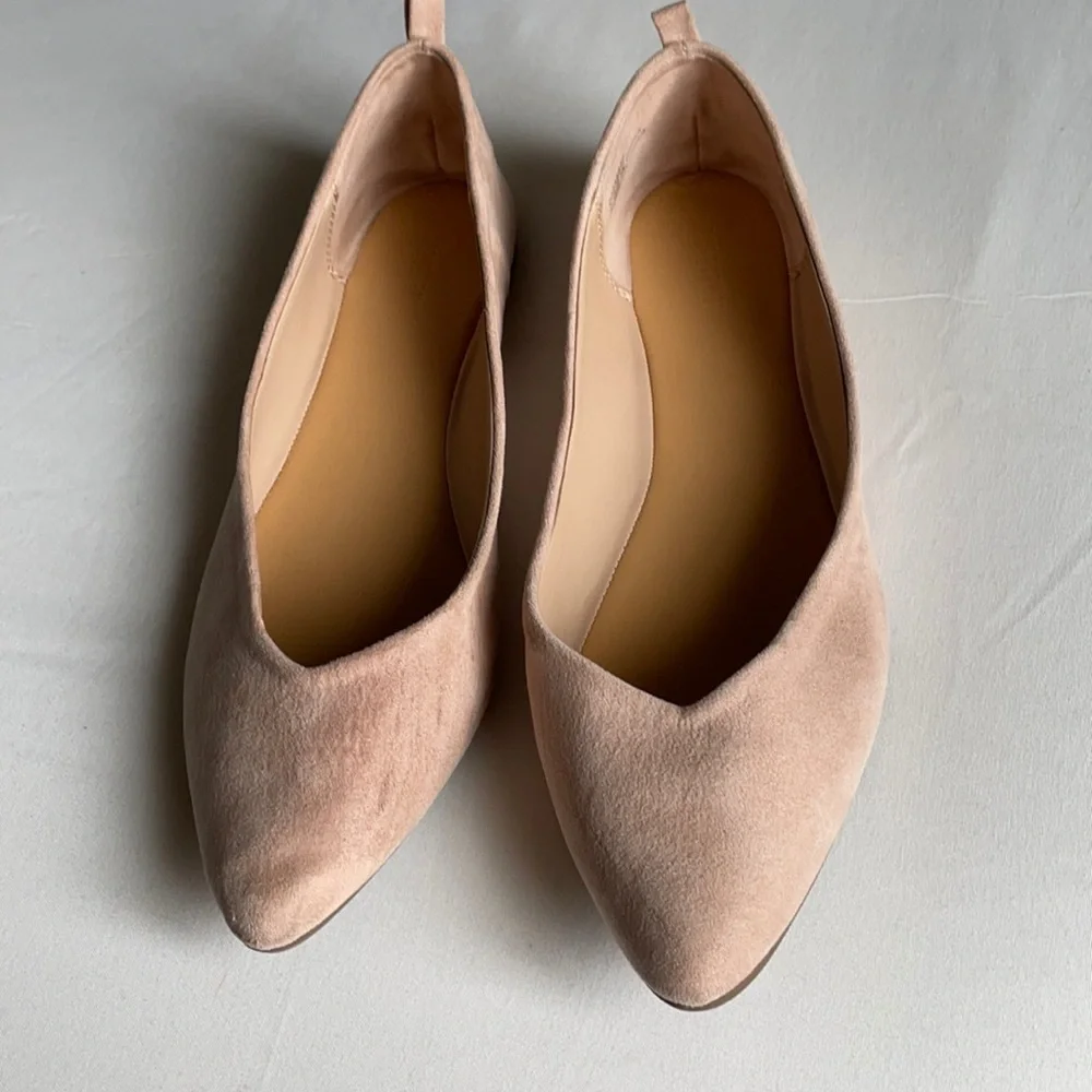 Velvet Pointed Toe Flats - Picture 1 of 4